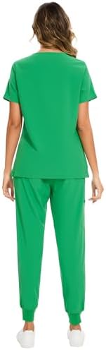 COZYFIT Scrubs for Women Set - Stretch V-Neck & Jogger Pant with 9 Pockets