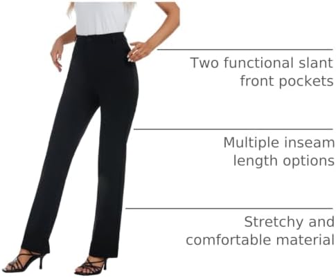 iChosy Women's Stretch Straight Leg Dress Work Pants Business Casual Slacks