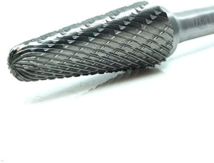Benchmark Abrasives 6” Taper Shape Radius Double Cut Tungsten Carbide Die Grinder Bits Metal Deburring Tool Rotary Burr, 1/4 Inch Shaft, Engraving Tool for Woodworking Shaping Carving (SL-4)