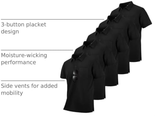 ZITY 5 Pack Polo Shirts for Men with Pocket Dry Quickly Short Sleeve Athletic Outdoor Work Collared Shirts