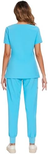 COZYFIT Scrubs for Women Set - Stretch V-Neck & Jogger Pant with 9 Pockets