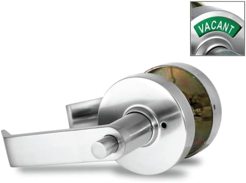 VIZILOK ADA Compliant, Single Egress Indicator Privacy Lock C5FS-R Durable ANSI Grade 2 Comp Commercial RightHanded Non Reversible in-Use or Vacant Push Button Lever - Satin Chrome