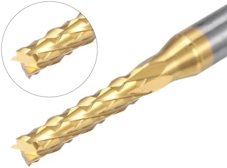 uxcell 10Pcs 2.1mm Titanium Coat Carbide End Mill Engraving Milling Cutter CNC Router Bits for PCB Machine, 1/8" Shank