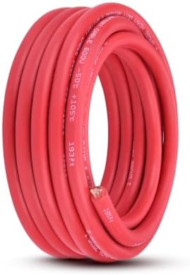 2 Gauge Battery Cable, 25FT Red 2 AWG Pure Copper Wire Welding Cable, for Automotive, Battery, Solar and Generator, Standard USA OFC Wire