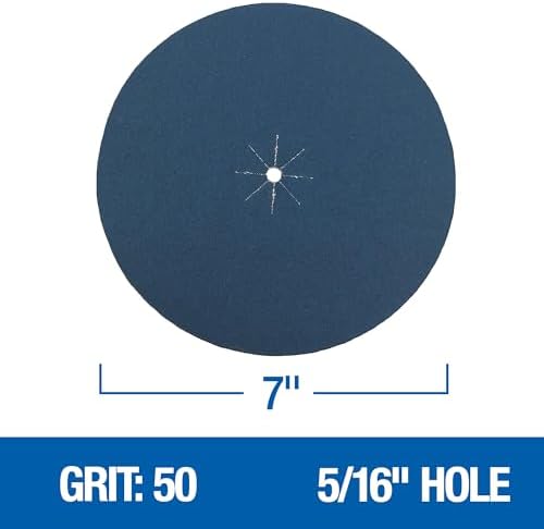 Mercer Industries 409050 Zirconia Cloth Floor Sanding Edger Discs, 7" x 5/16" Hole, Grit 50X (25 pack)