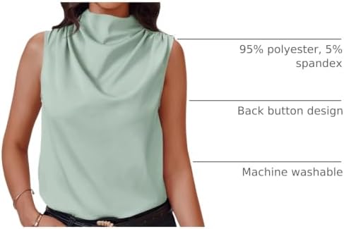 Cicy Bell Womens Mock Neck Satin Tank Tops Silky Business Casual Outfits