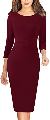 VFSHOW Womens Work Business Office Zipper Up Slim Bodycon Sheath Dress