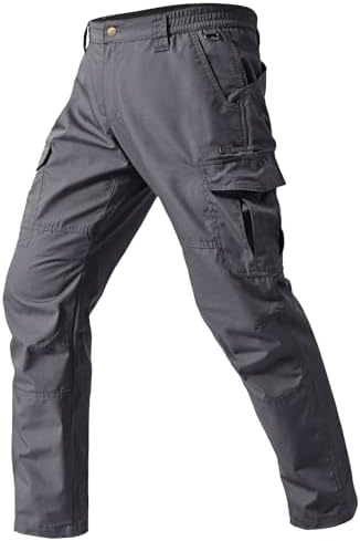 Mens Cargo Work Pants Durable Ripstop Tactical Pants with 7 Pockets Outdoor Water Resistant Hiking Woking Construction Pants