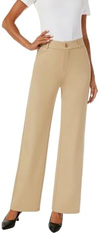 iChosy Womens High Waist Wide Straight Leg Trousers Casual Slacks Dress Pants with Pockets