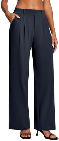 Heathyoga Womens Dress Pants Pull On Stretchy Work Pants Wide Leg Trousers