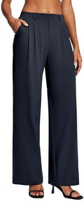Heathyoga Womens Dress Pants Pull On Stretchy Work Pants Wide Leg Trousers
