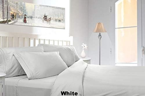 1200 Thread Count TWIN Size Egyptian 3pc Bed Sheet Set, Deep Pocket, SNOW WHITE