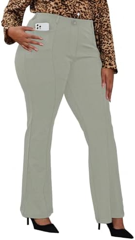 DGD Wrinkle-Free Stretch Dress Pants Plus Size for Women Pull-on Pant Ease into Comfort Office Pant