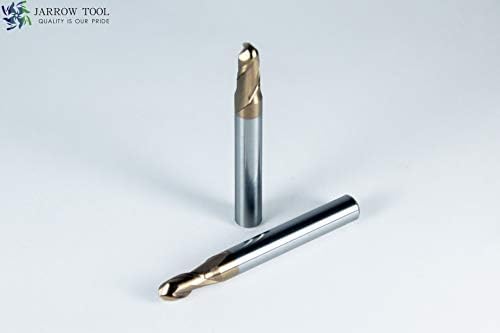 Carbide Ball Nose End Mill for CNC Machine Milling Tools, for Alloy Steels/Hardened Metals - 2 Flute - 55HRC TiAlN Coated (5Pcs, 1/4)