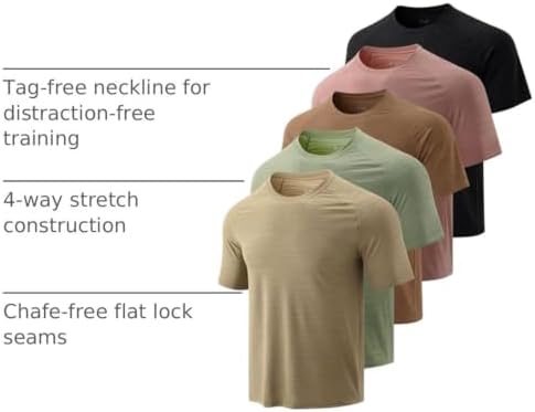 Liberty Imports 5 Pack Men's Active Quick Dry Crew Neck T Shirts