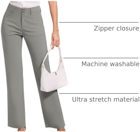KICZOY Women Dress Pants Stretch Business Straight Leg with Pockets Wear to Work Casual 2026 Suitpants
