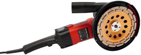 7 Inch Concrete Grinder Wet Polisher with 6 Variable Speeds, Concrete Surface Planer with Dust Extraction Angle Grinder Kit with Auxiliary Handles, Protective Guard, Diamond Grinding Wheel (Red)
