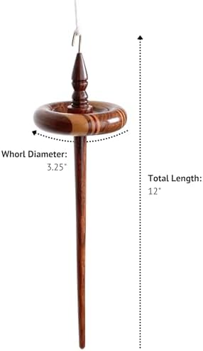 Revolution Fibers Premium Artisan Top Whorl Drop Spindle for Beginner & Advanced Hand Spinning - 11 inch Shaft | 3.25 inch Whorl Diameter | Multi-Wood Satin Finish | Spin Roving into Yarn