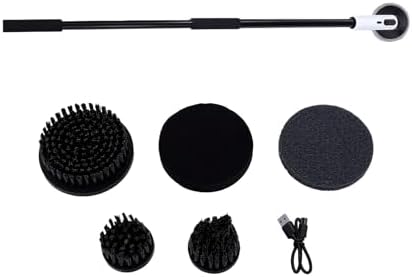Asixxsix Electric Spin Scrubber, Cordless Cleaning Brush with 4000mAh Battery, 4 Replaceable Brush Heads, Detachable Telescopic Handle, 2 Speed Adjustable, for Bathroom Tile Bathtub