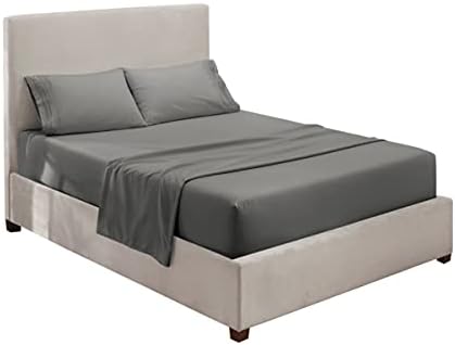 Hearth & Harbor Full Size Sheets - 4 Piece Bed Sheet Set, Hotel Luxury Double Brushed Bed Sheets - Extra Soft Bedding Sheets & Pillowcases, Full, Charcoal Grey