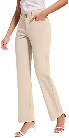 KICZOY Women Dress Pants Stretch Business Straight Leg with Pockets Wear to Work Casual 2026 Suitpants