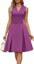 GRACE KARIN Women's Fit and Flare Work Business Dress with Belt