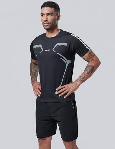 Liberty Imports 5 Pack Men's Active Quick Dry Crew Neck T Shirts