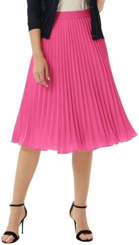 GRACE KARIN Pleated Midi Skirt for Women Chiffon A-Line Outfits