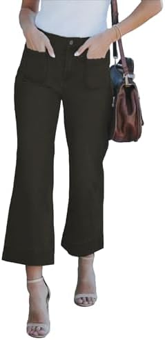 Wide Leg Jeans for Women Trendy High Waisted Flare Jeans Cropped Pants Stretchy Baggy