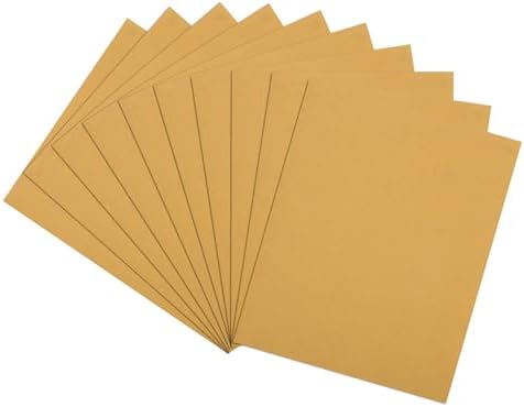 10 Pcs 320 Grit Sandpaper 9 x 11 Inch Sand Paper Alumina Gold