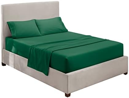 Hearth & Harbor Queen Size Sheets - 4 Piece Bed Sheet Set, Hotel Luxury Double Brushed Bed Sheets - Extra Soft Bedding Sheets & Pillowcases, Queen, Hunter Green
