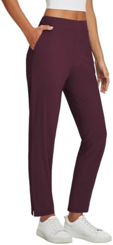 baleaf Womens Business Casual Pants Stretch Travel Pants On Airport with Zipper Pockets Dressy Slacks Golf Work Pull on