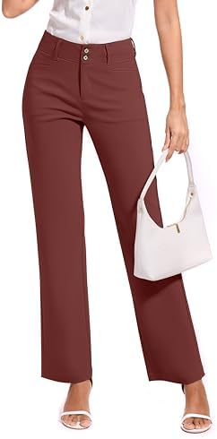 KICZOY Women Dress Pants Stretch Business Straight Leg with Pockets Wear to Work Casual 2026 Suitpants