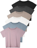 Dalavch 4/6 Pack Women's Crop Top Short Sleeve Athletic Workout Loose Fit