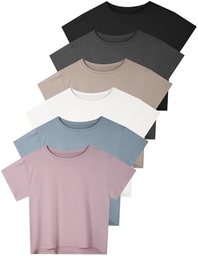 Dalavch 4/6 Pack Women's Crop Top Short Sleeve Athletic Workout Loose Fit