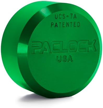 PACLOCK's 7-Series Flat Back Puck w/Tapped Holes, UCS, High Performance 6-Pin Cylinder, Keyed Differently w/ 2 Keys, Green
