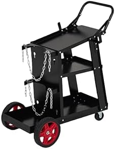 Welder Cart, Heavy Duty Welding Cart with Safety Chains and Cylinder Slots for Mig/Tig Welder and Plasma Cutter