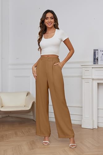 FUNYYZO Wide Leg Dress Pants for Women Work Slacks Business Casual Outfits