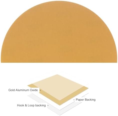 50pcs No Hole Sanding Discs- [ 8 Inch 320 Grit ] Round Hook and Loop Grip Sanding Pads Sheet Sandpaper for Automotive Woodworking Metal Polishing Use| Gold, Aluminum Oxide
