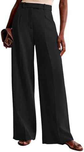 NIMIN Women Wide Leg Work Pants High Waisted Dress Trousers with Pockets