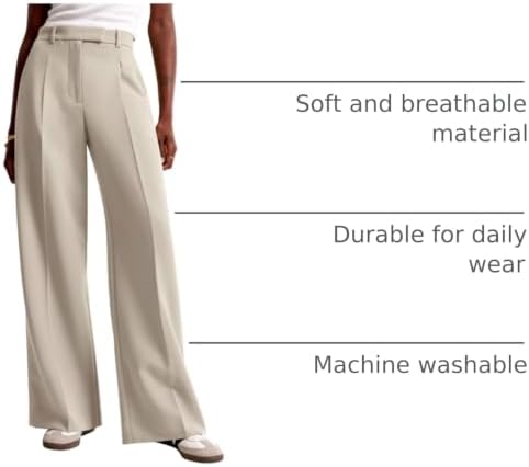 NIMIN Women Wide Leg Work Pants High Waisted Dress Trousers with Pockets