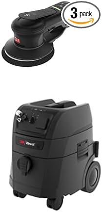 3M Xtract Electric Random Orbital Sander, 88764, 6 in, Central Vacuum, 3/32 in Orbit, 110V, 350W Motor + 3M Xtract Portable Dust Extractor, 64256, 9 Gallon/35 Liter