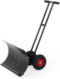 MAXSA 29"W Adjustable Snow Shovel with Wheels for Driveway, 20"Hight, Black