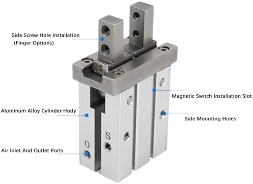 1pcs MHZ2-10/16/25/32/40D1/D2/D3 Pneumatic Finger Cylinder Parallel Gripper Side Thread Aluminium Clamps(MHZ2-20D1)