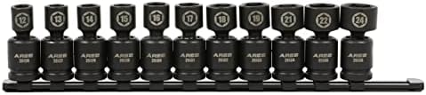 ARES 25125 11-Piece 1/2-Inch Drive Metric Pinless Swivel Impact Socket Set | Chrome-MolySteel, BlackPhosphateCoating, 360-Degree Swivel,Exceeds ANSIStandards, LimitedLifetime Warranty