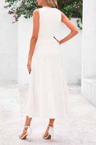 PRETTYGARDEN Women's Summer Pleated Midi Work Dress