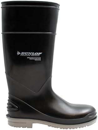 Dunlop Goliath Steel Toe - Waterproof Work Boots for Men & Women - Safety Boots Made from PVC - Rubber Boots with Chemical Protection - Black - Size 6