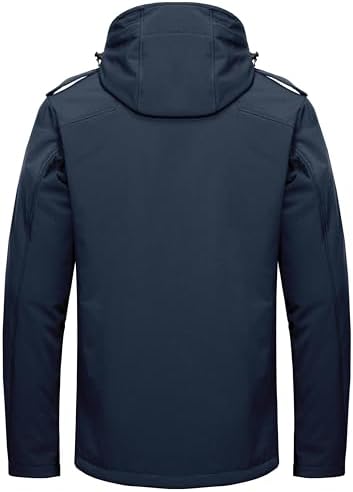 Little Donkey Andy Men's Warm Sherpa Lined Winter Softshell Jacket Windproof Mountain Ski Snow Coat with Removable Hood