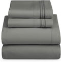 Hearth & Harbor Full XL Size Sheets - 4 Piece Bed Sheet Set, Hotel Luxury Double Brushed Bed Sheets - Extra Soft Bedding Sheets & Pillowcases, Full XL, Charcoal Grey