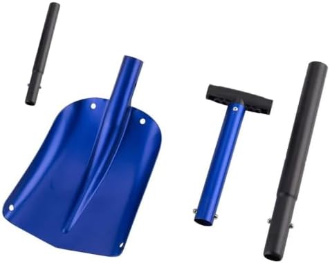 Matte Blue Aluminum 4-Piece Collapsible Snow Shovel Lightweight Portable Emergency Shovel for Car Camping(Extension Rod)